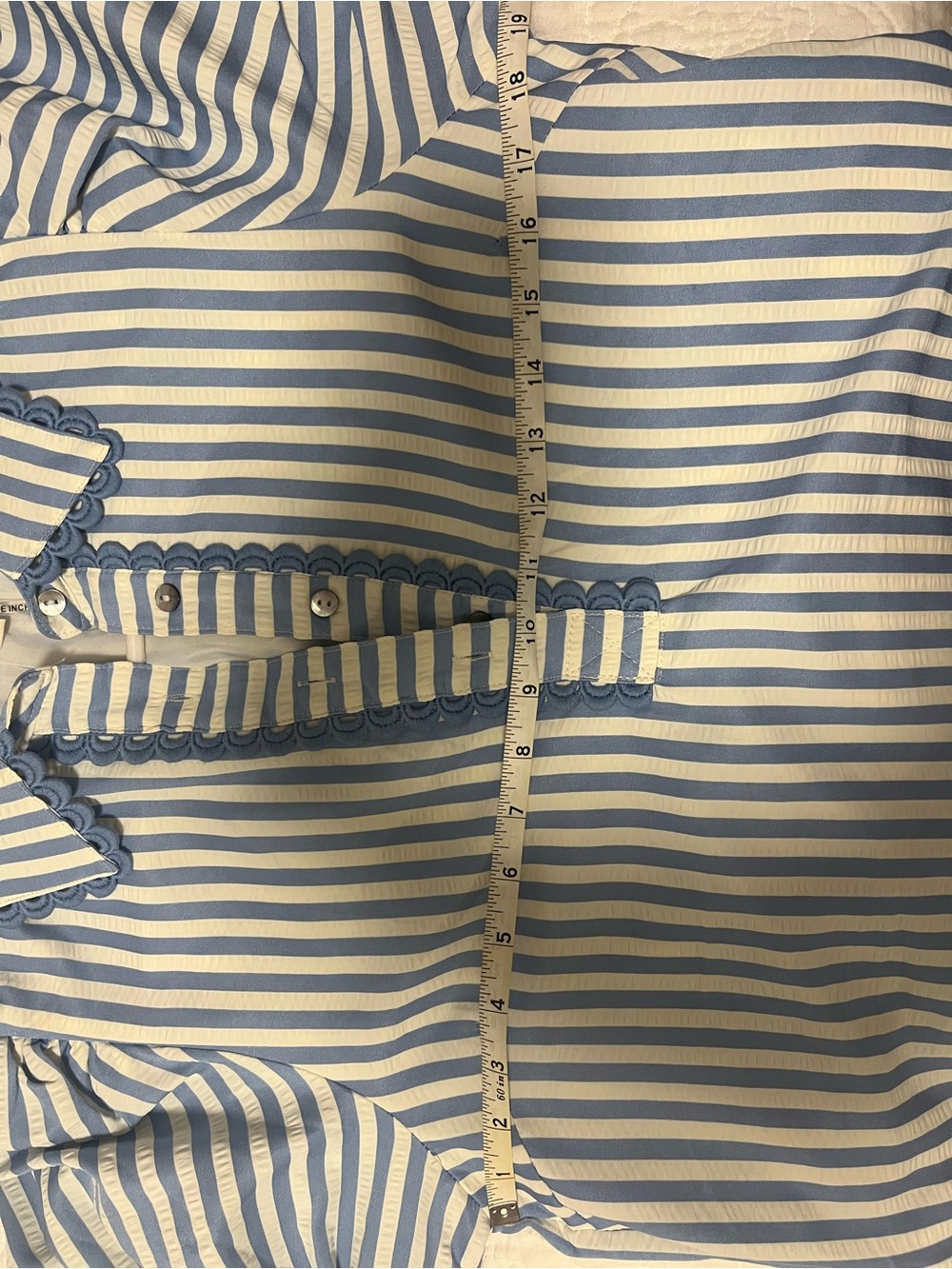 NWOT entro Blue and White Striped Puff-Sleeve Tiered Dress NWOT - Picture 6 of 6